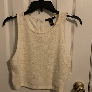 Forever 21 Cropped White Tank Top XL